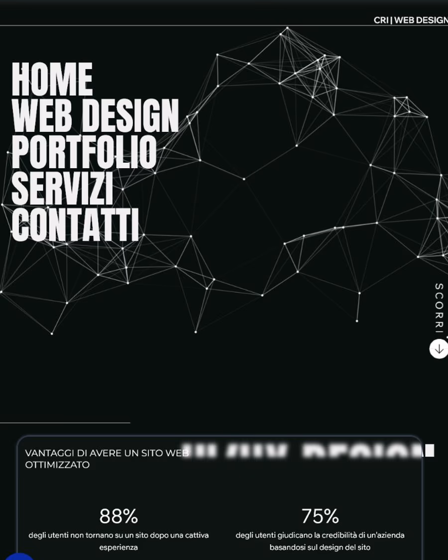 Homepage del portfolio sperimentale CRI Web Design Archive